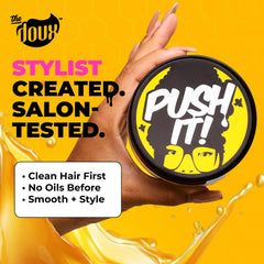 The Doux Push It Edge Control montre lissage des arêtes et contrôles des mèches