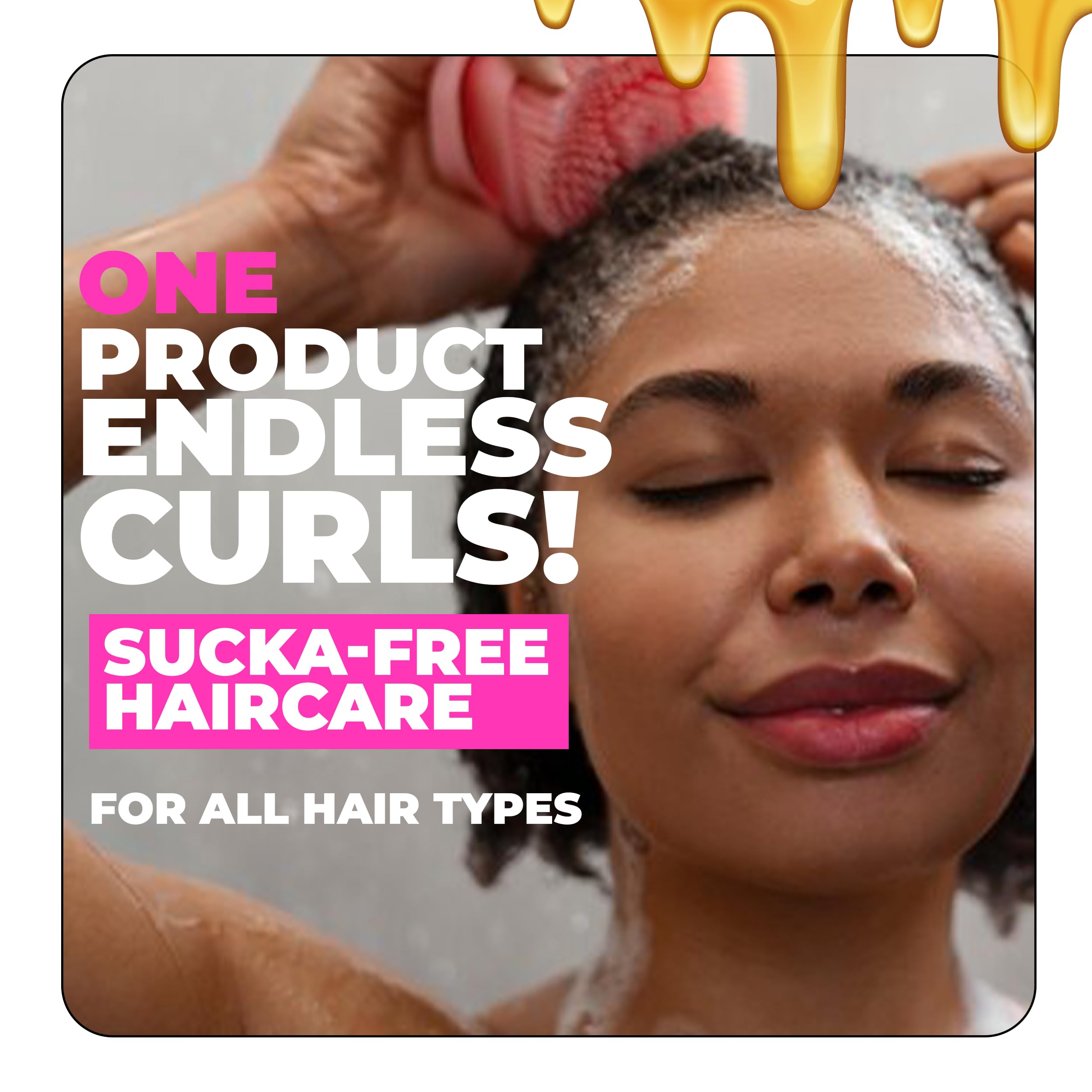 The Doux Shampoing Cheveux Boucles – miel visible, effet lustrant sur les cheveux.