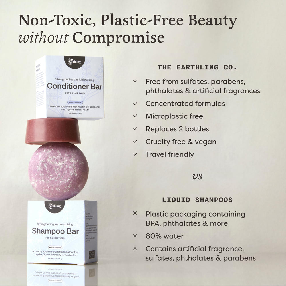 The Earthling Co. barre conditionneur – emballage éco-responsable.