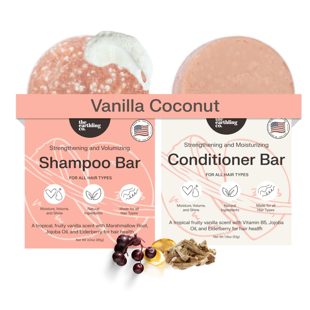 The Earthling Co. Shampoing et Après-Shampoing Solides: démêlage doux pour cheveux soyeux.