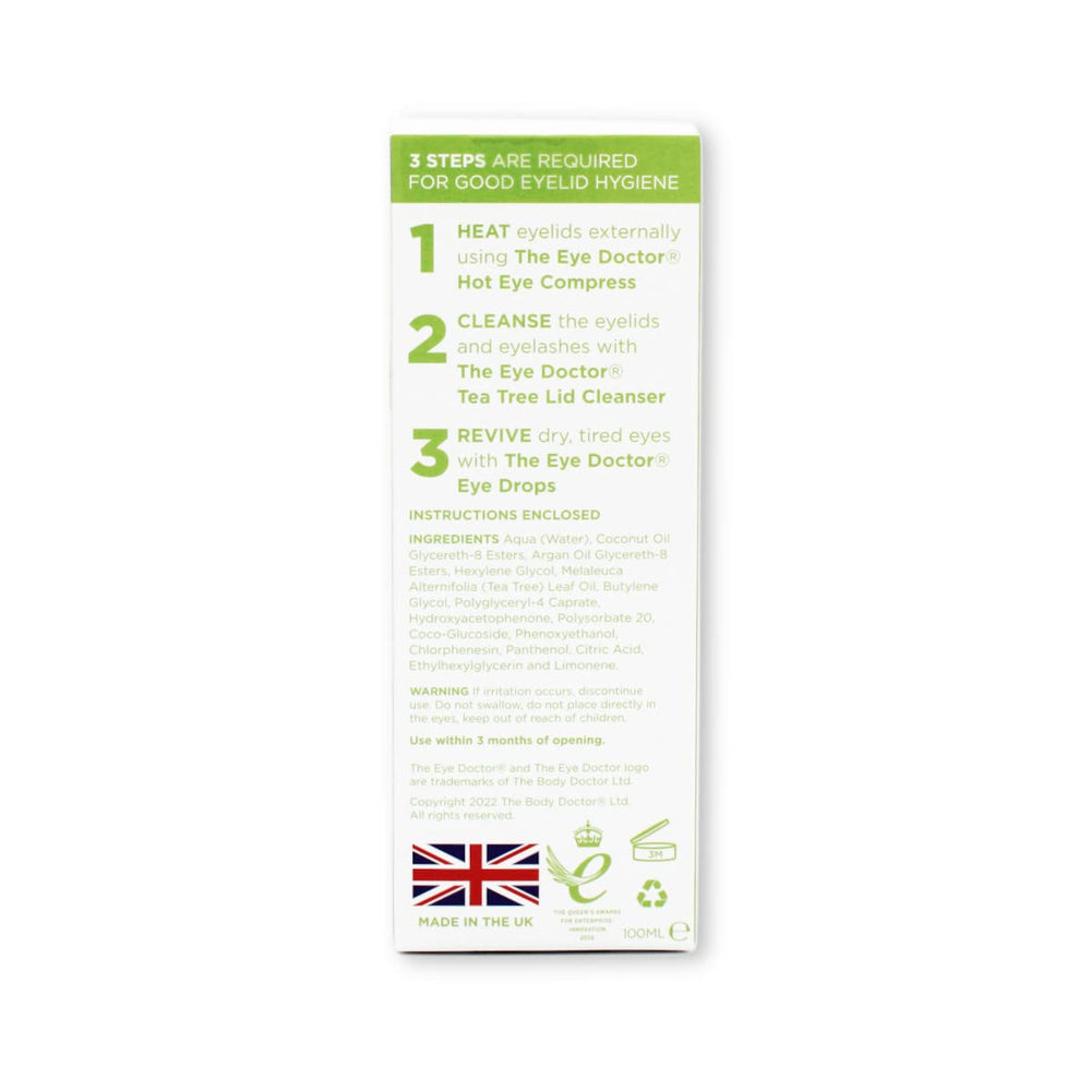 The Eye Doctor Tea Tree Lid Cleanser — huile de coco et argan pour hydrater les paupières.
