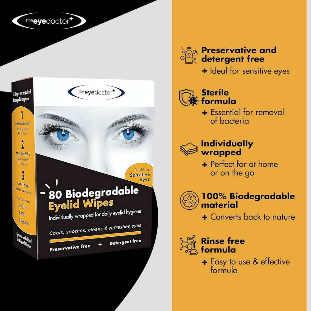 The Eye Doctor lingettes nettoyage cils paupières, préservent la santé des paupières.