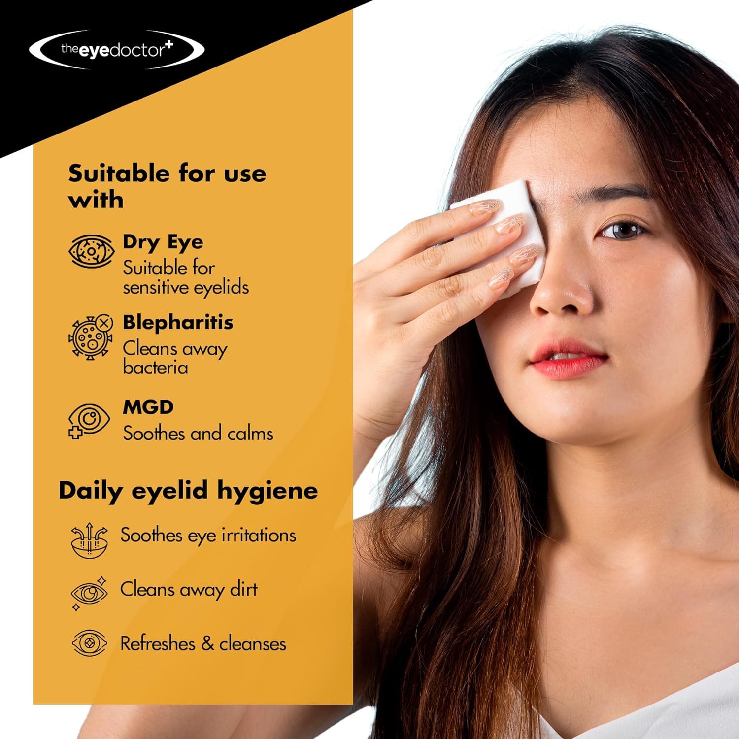 The Eye Doctor lingettes nettoyantes douces paupières, éliminent débris et maquillage.