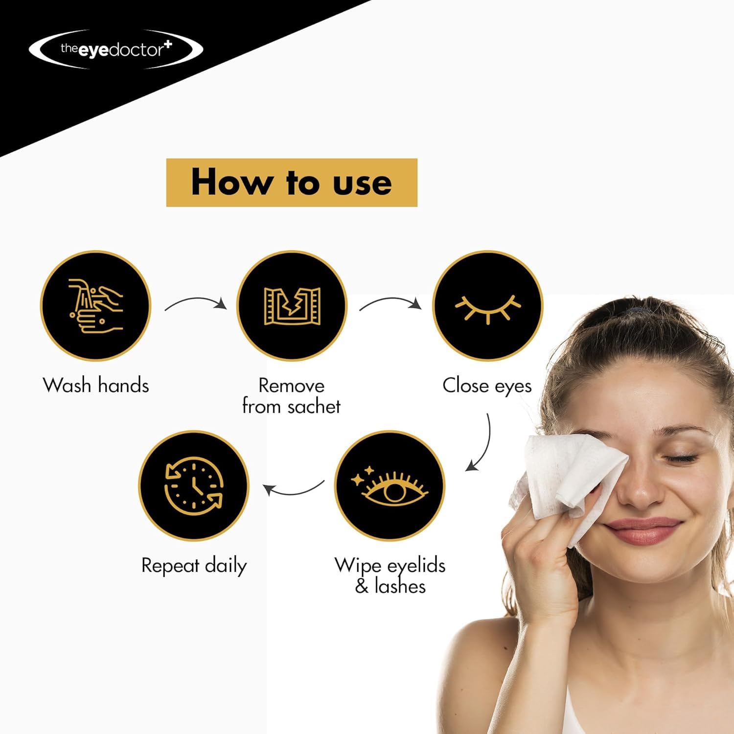 The Eye Doctor lingettes usage quotidien paupières, pratique pour routine biquotidienne.
