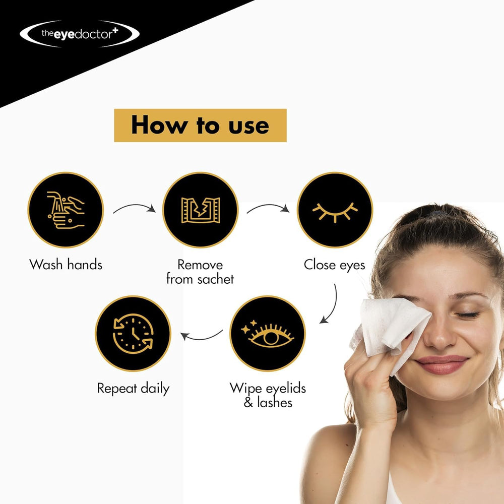 The Eye Doctor lingettes usage quotidien paupières, pratique pour routine biquotidienne.