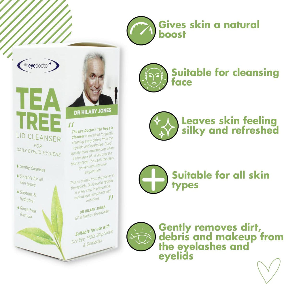 The Eye Doctor Tea Tree Lid Cleanser — applicateur doux pour un nettoyage sans rinçage.