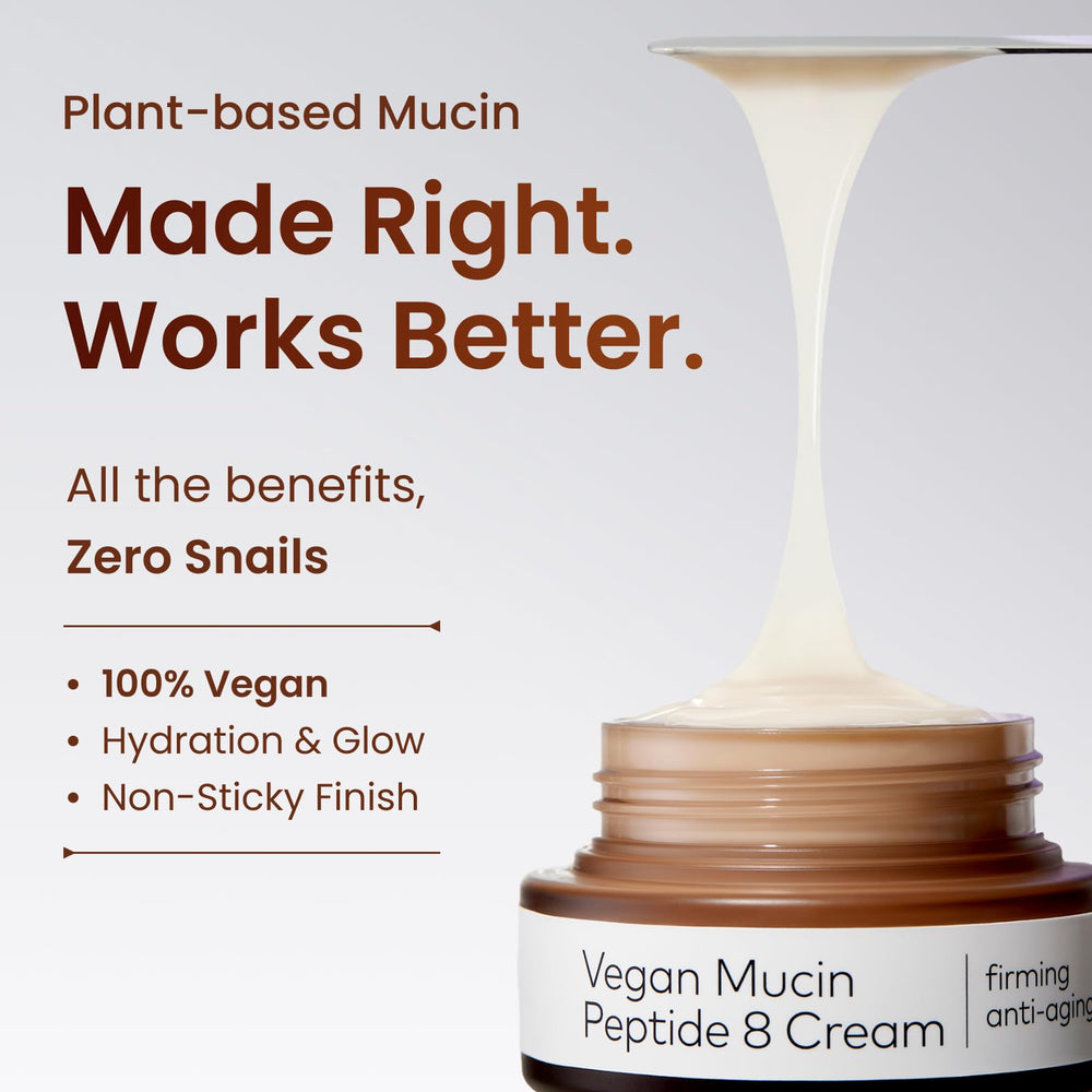 The Face Shop 8 Peptide Moisturizer cream texture closeup showcases creamy hydration