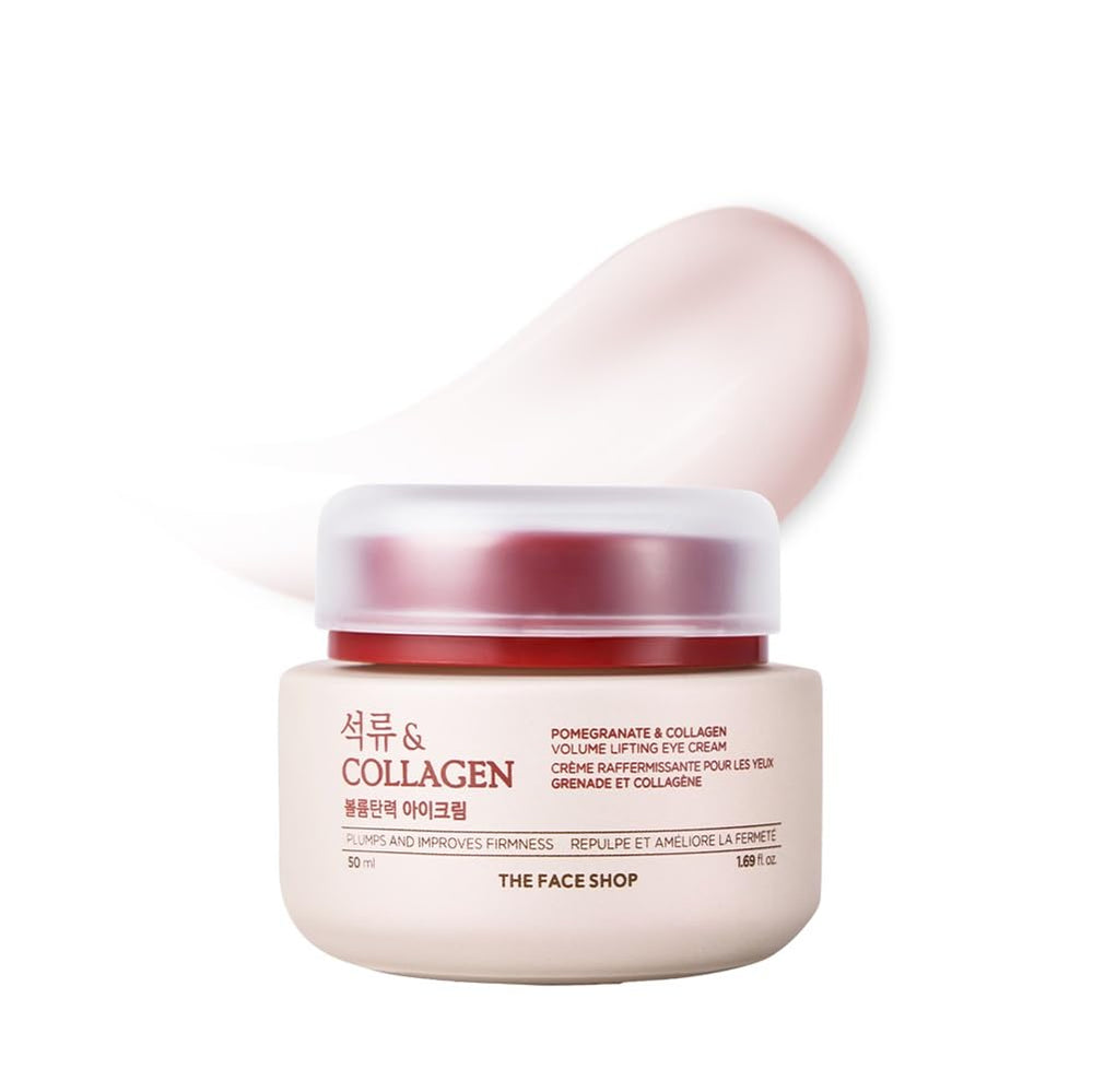 The Face Shop crème yeux grenade-collagen, effet lift léger autour des yeux.