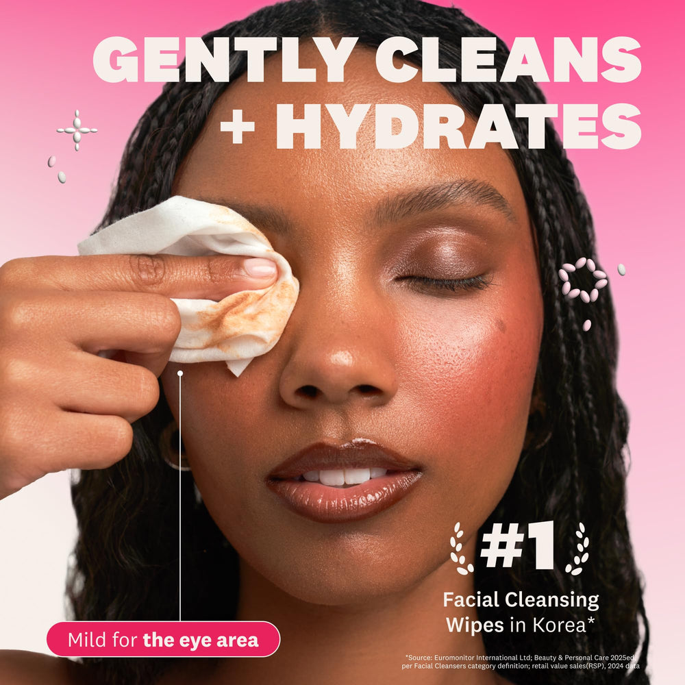 The Face Shop emballage lingettes démaquillage, pratique et portable.