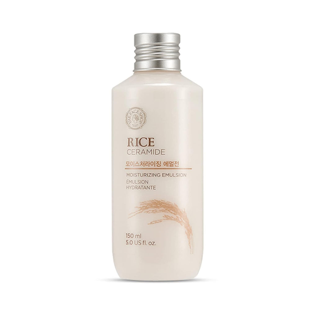La Face Shop Rice Ceramide Emulsion: bouteille affichant hydratation légère et agréable.