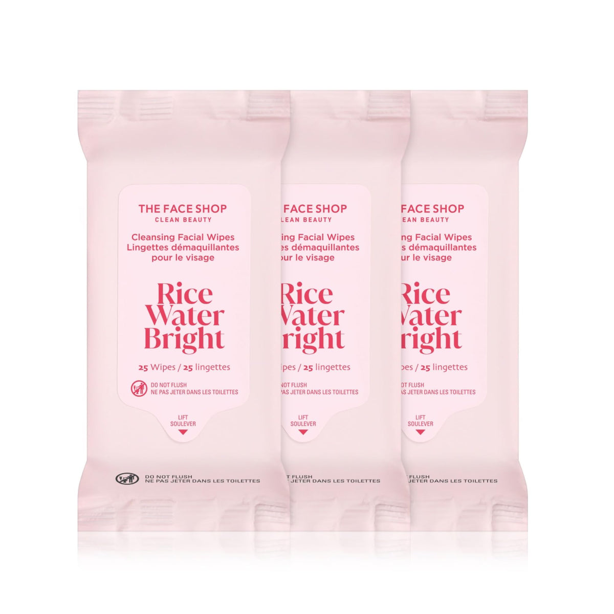 The Face Shop Glamzilla Rice Water Bright wipes front-pack for daily cleansing
