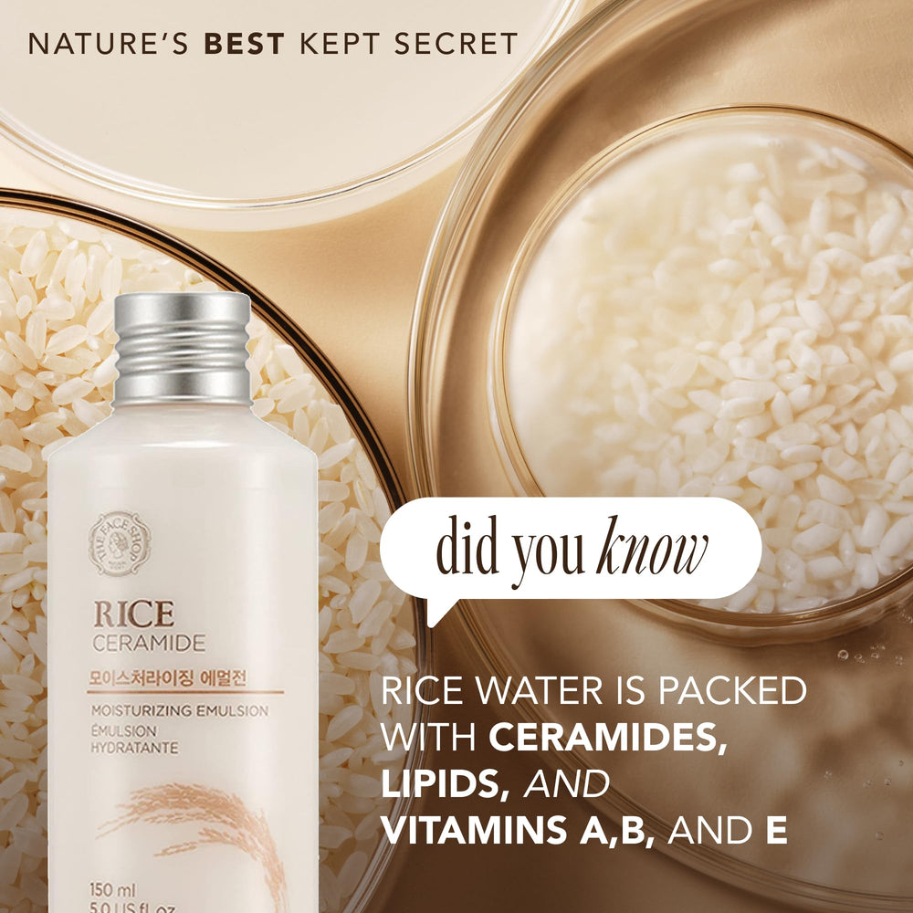 Huile de son de riz et céramides The Face Shop pour barrière et souplesse.