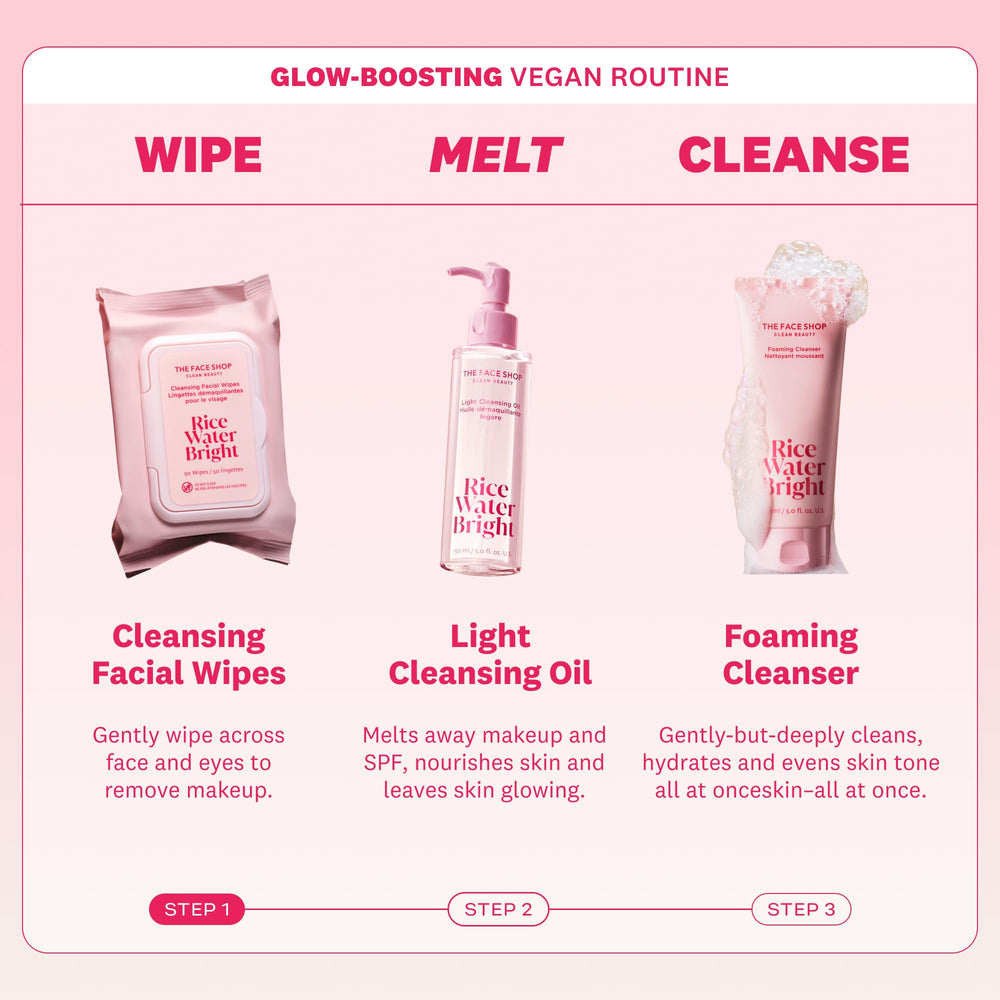 The Face Shop liste d'ingrédients avec eau et riz.