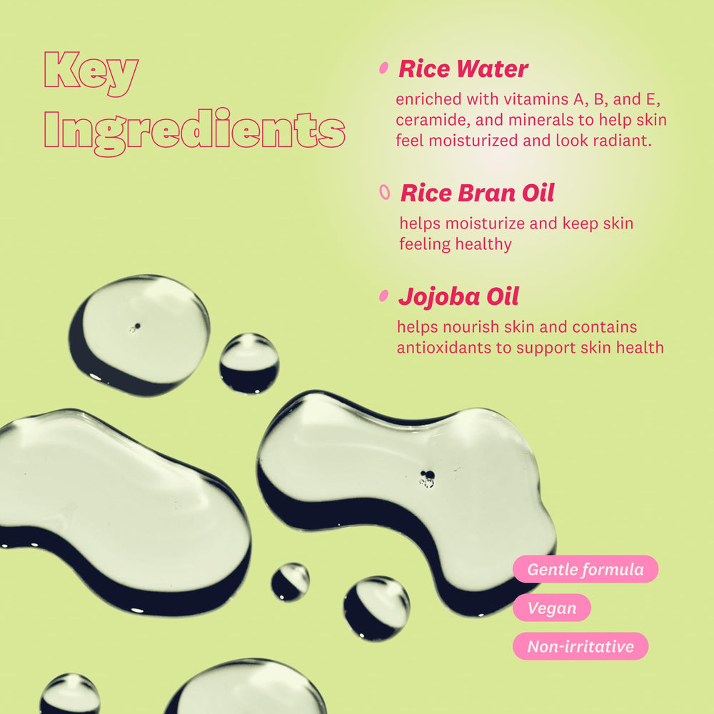 The Face Shop Rice Water Bright Light Cleansing Oil contains jojoba oil for gentle nourishment.