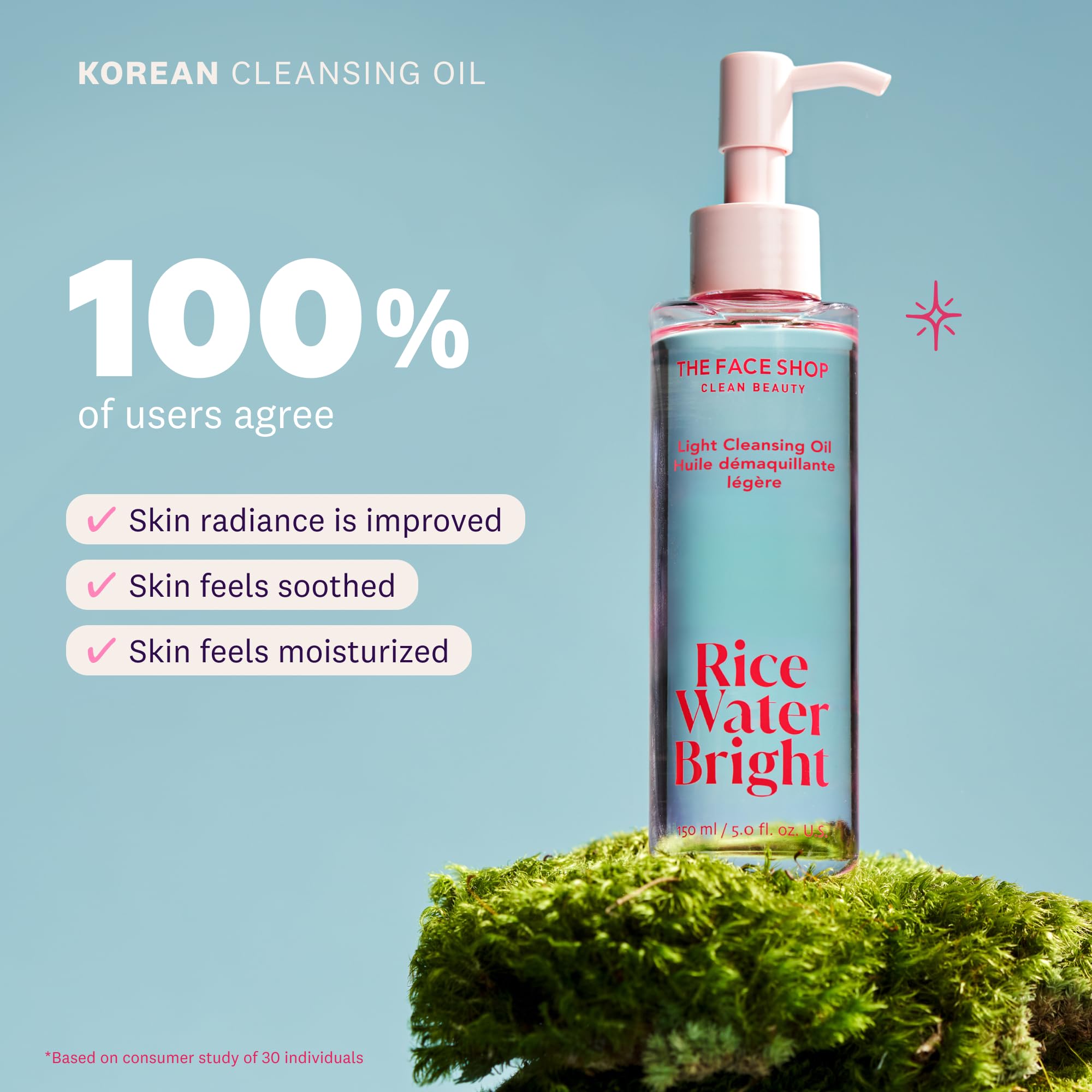 The Face Shop Rice Water Bright Light Cleansing Oil pour closeup melting makeup.