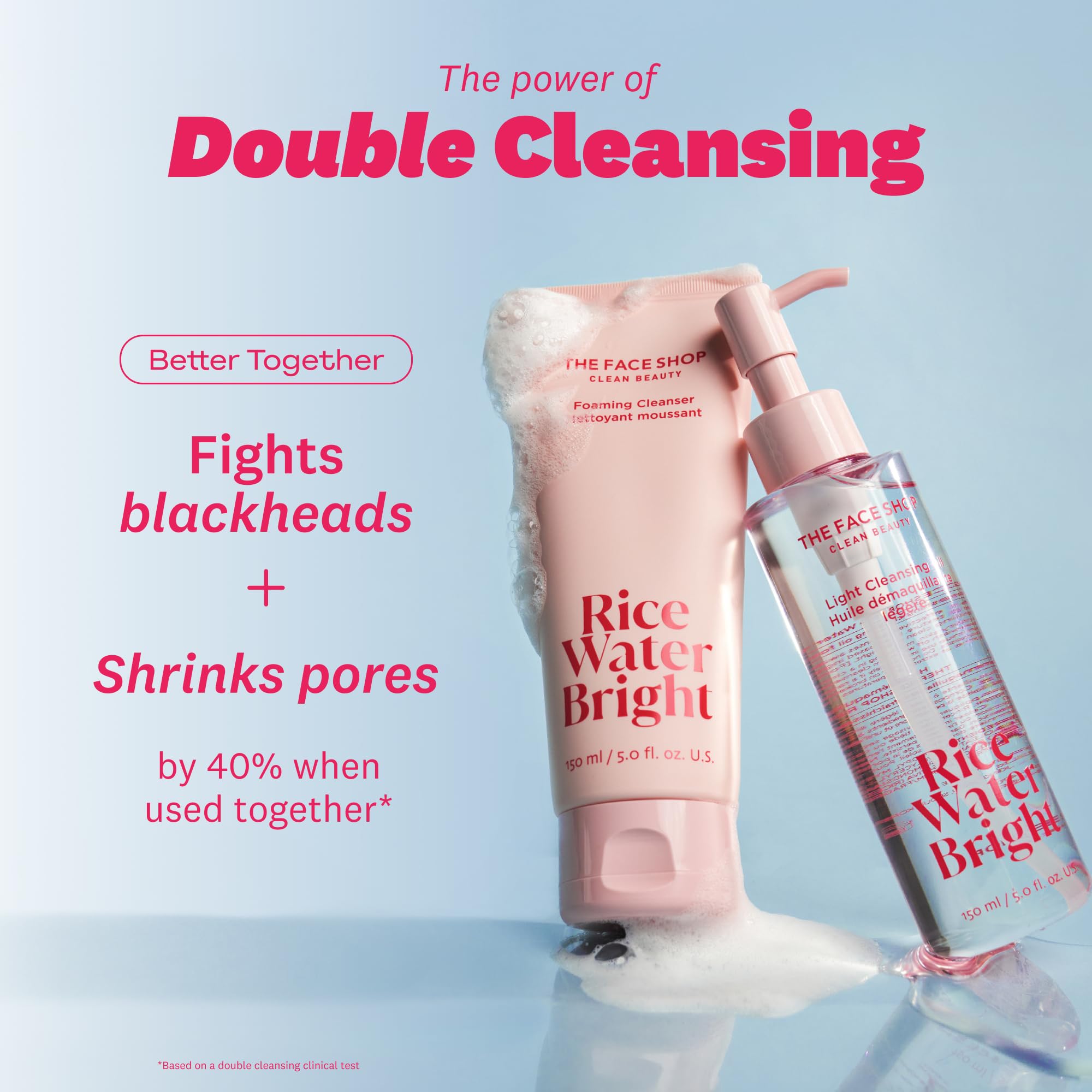 Peau hydratée après usage du duo Rice Water Bright The Face Shop, sensation douce et fraîche.