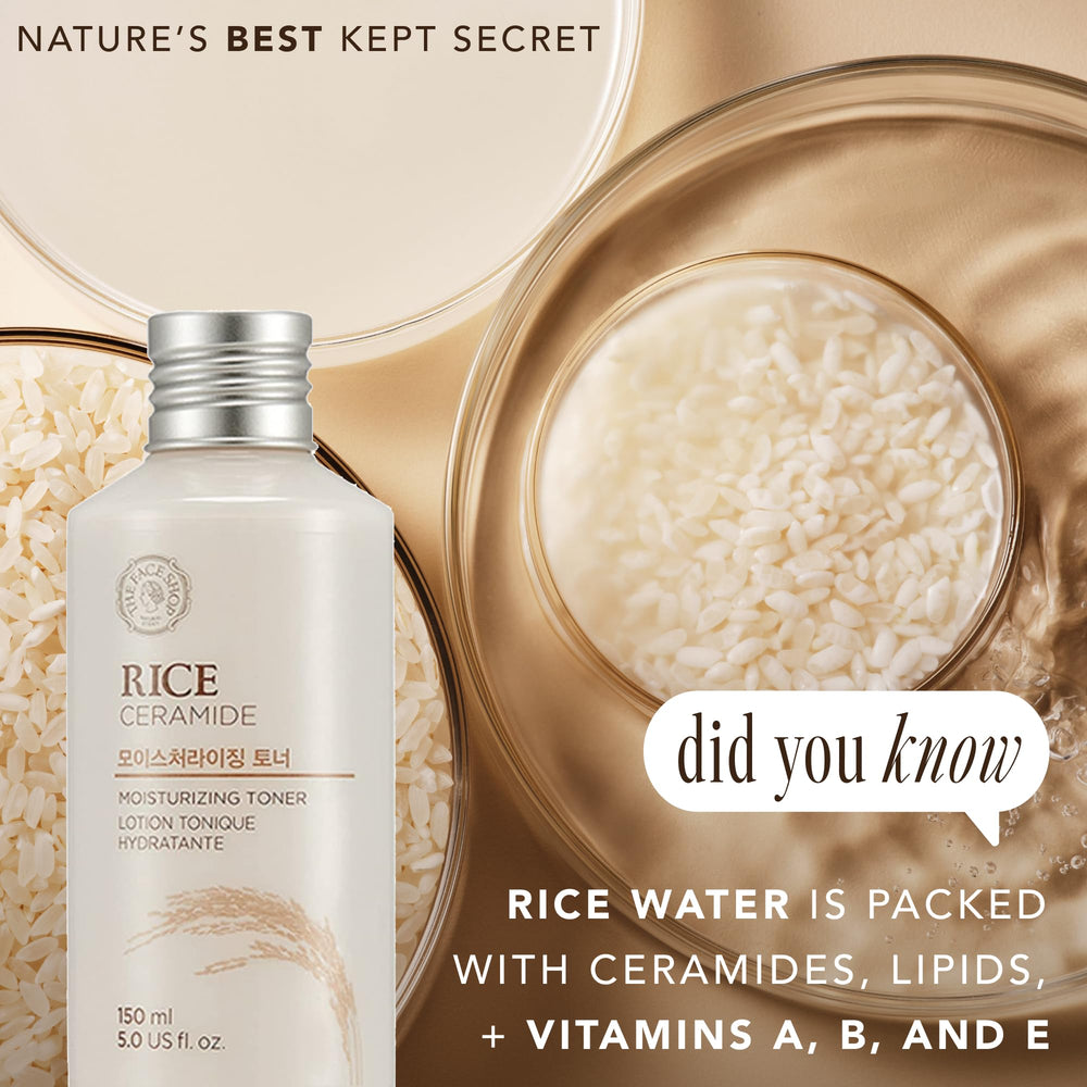 The Face Shop Rice Ceramide Toner, parfum leger pour une sensation agréable.