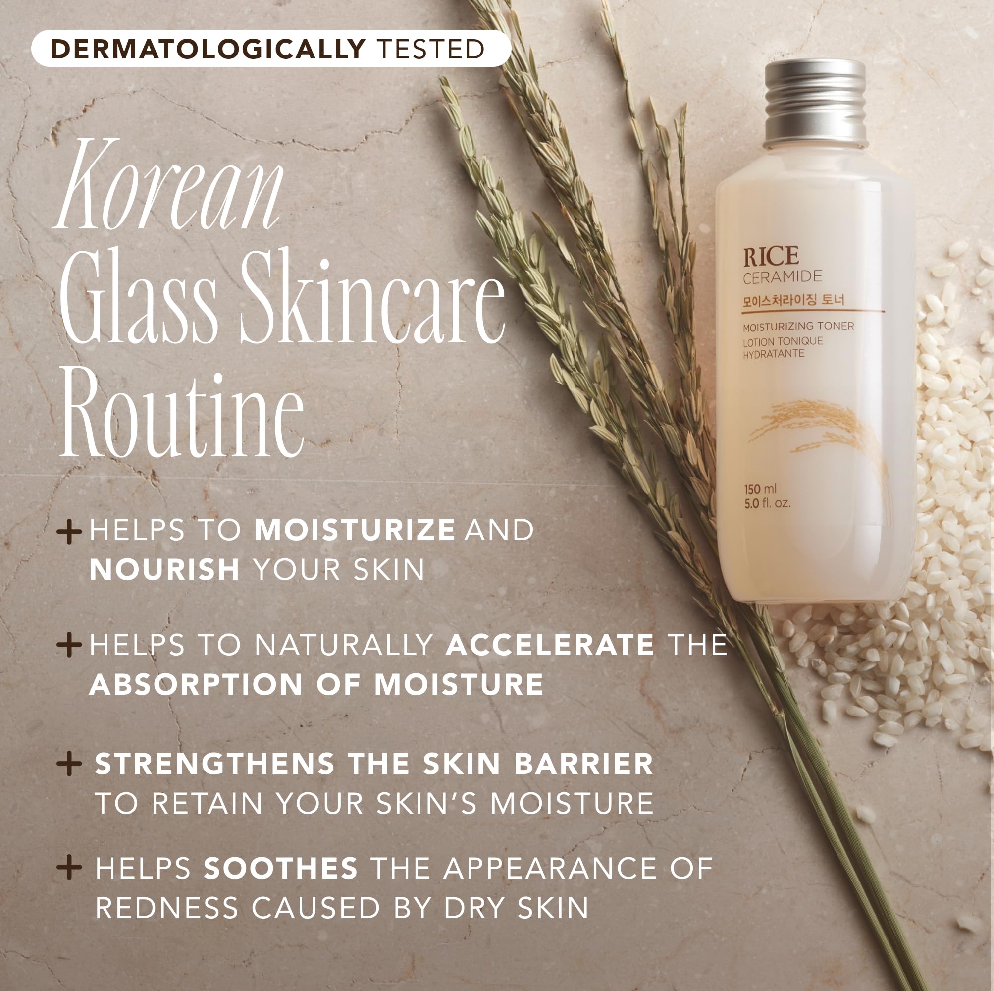 The Face Shop Rice Ceramide Toner, texture legere, facile à appliquer rapidement.
