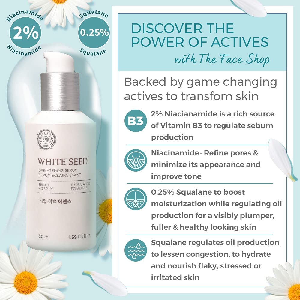 Whiteseed Serum avec niacinamide et complexe de graines blanches favorisant l’éclat.