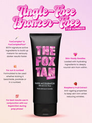 THE FOX TAN accélérateur rapide – Texture crème hydratante pendant le bronzage.