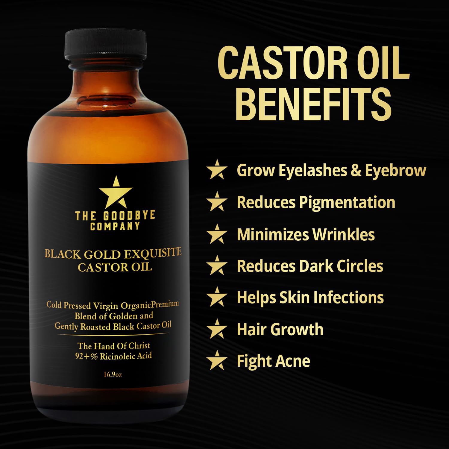The Goodbye Company castor oil on eyelashes for fuller lashes