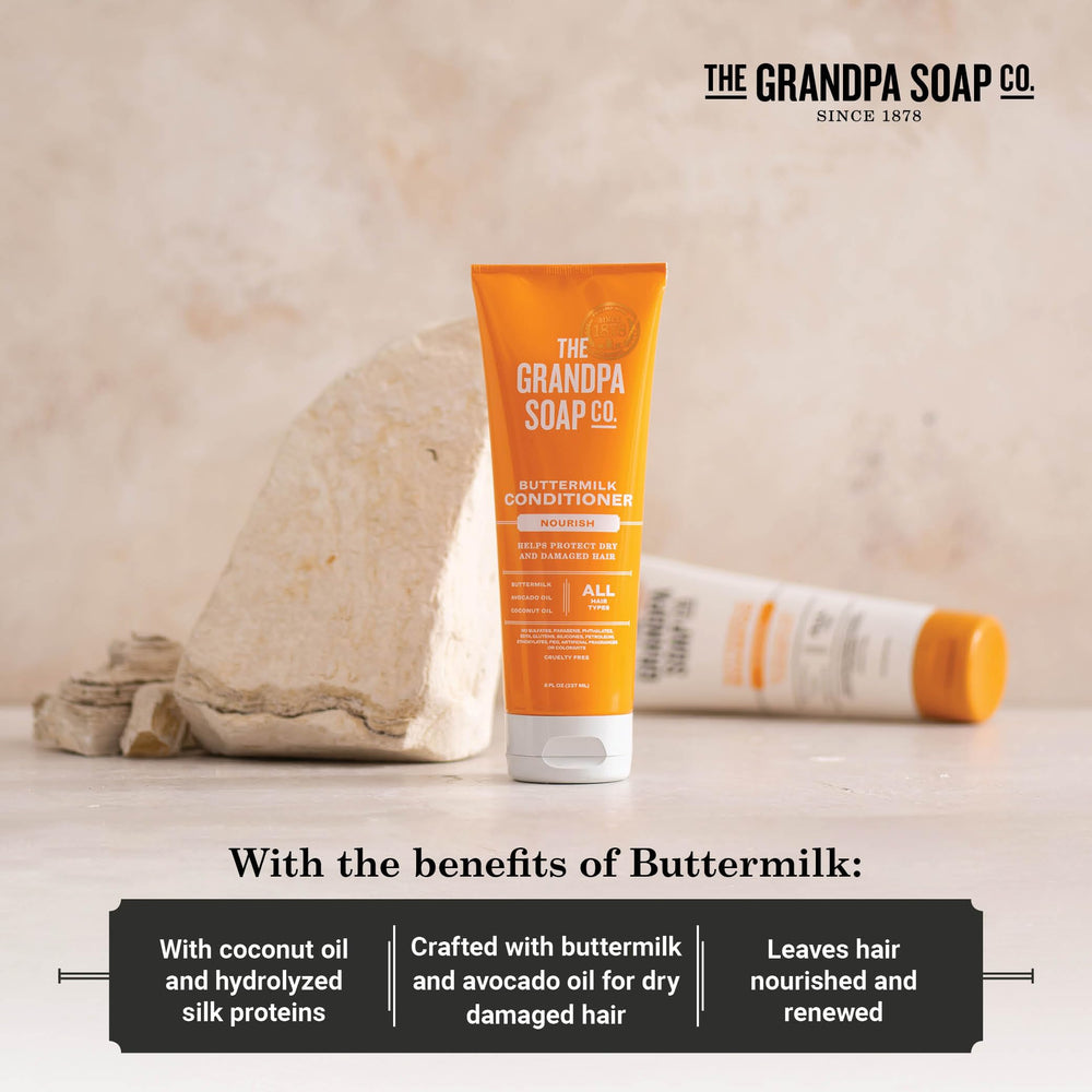 Cheveux colorés protégés par The Grandpa Soap Company, formule sans sulfates et parabènes