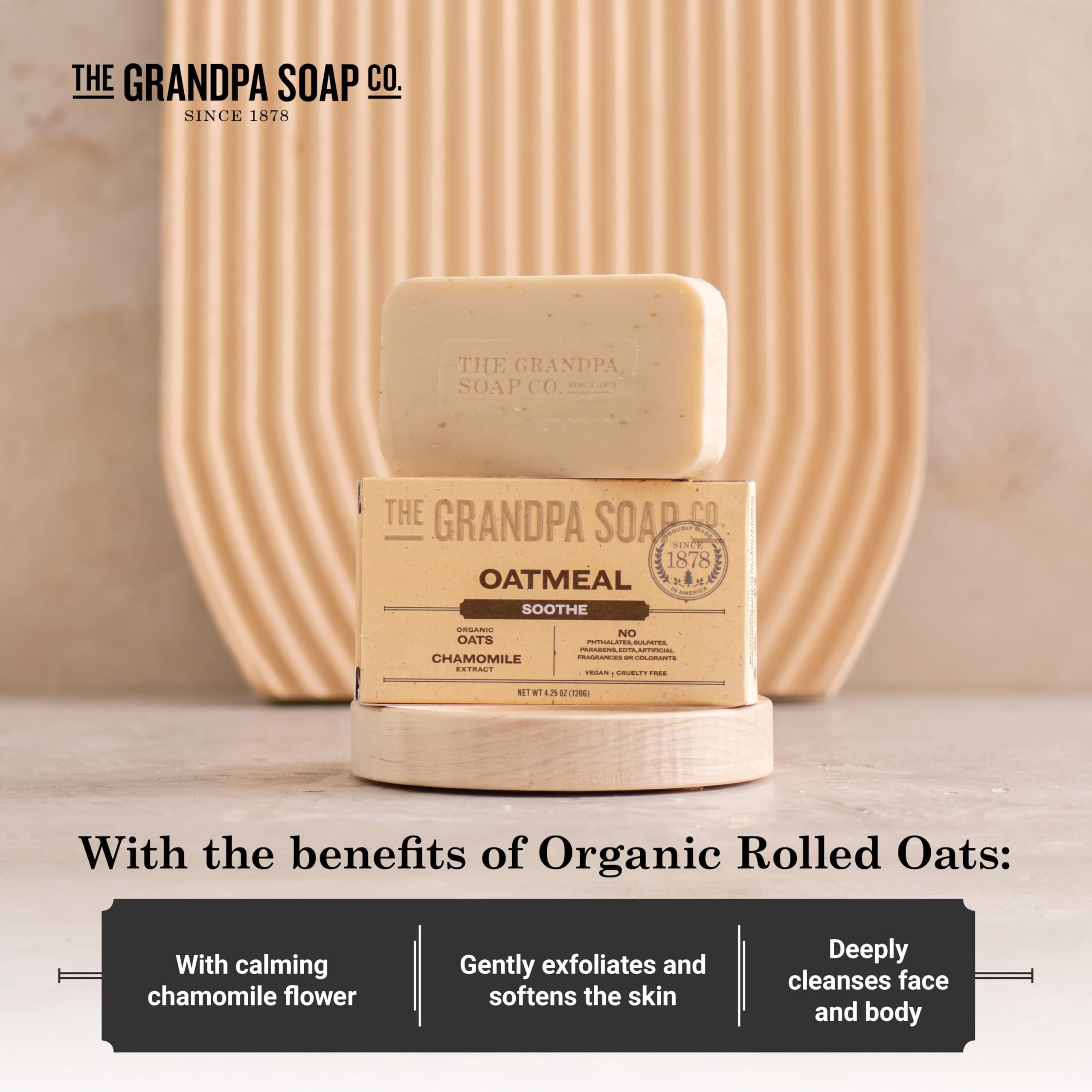 Formule végan et cruelty-free de The Grandpa Soap Company sans additifs artificiels.