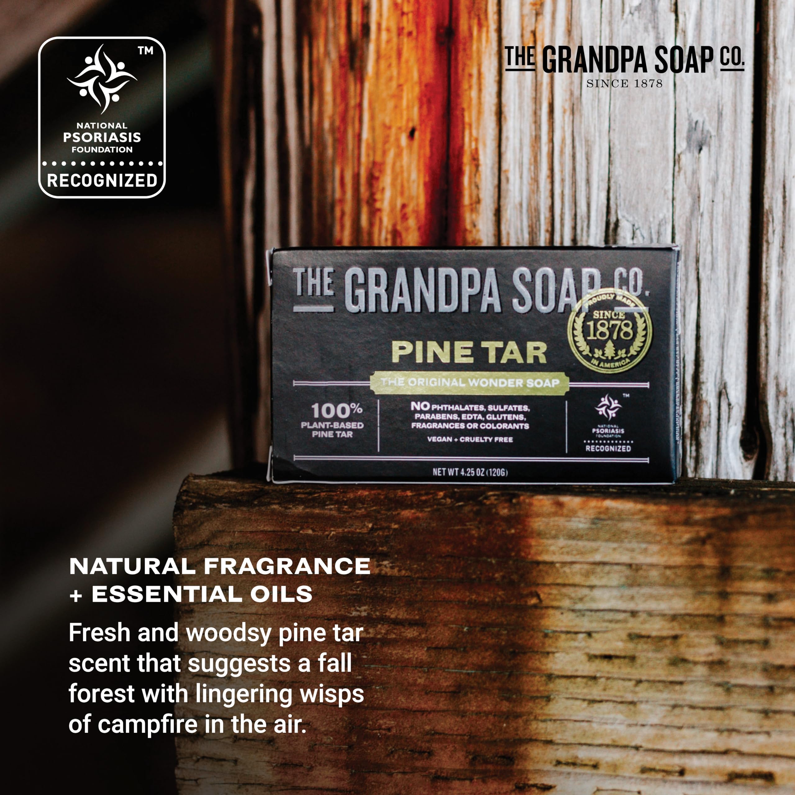 The Grandpa Soap Company – cheveux propres et hydratés avec le savon goudron-pin.