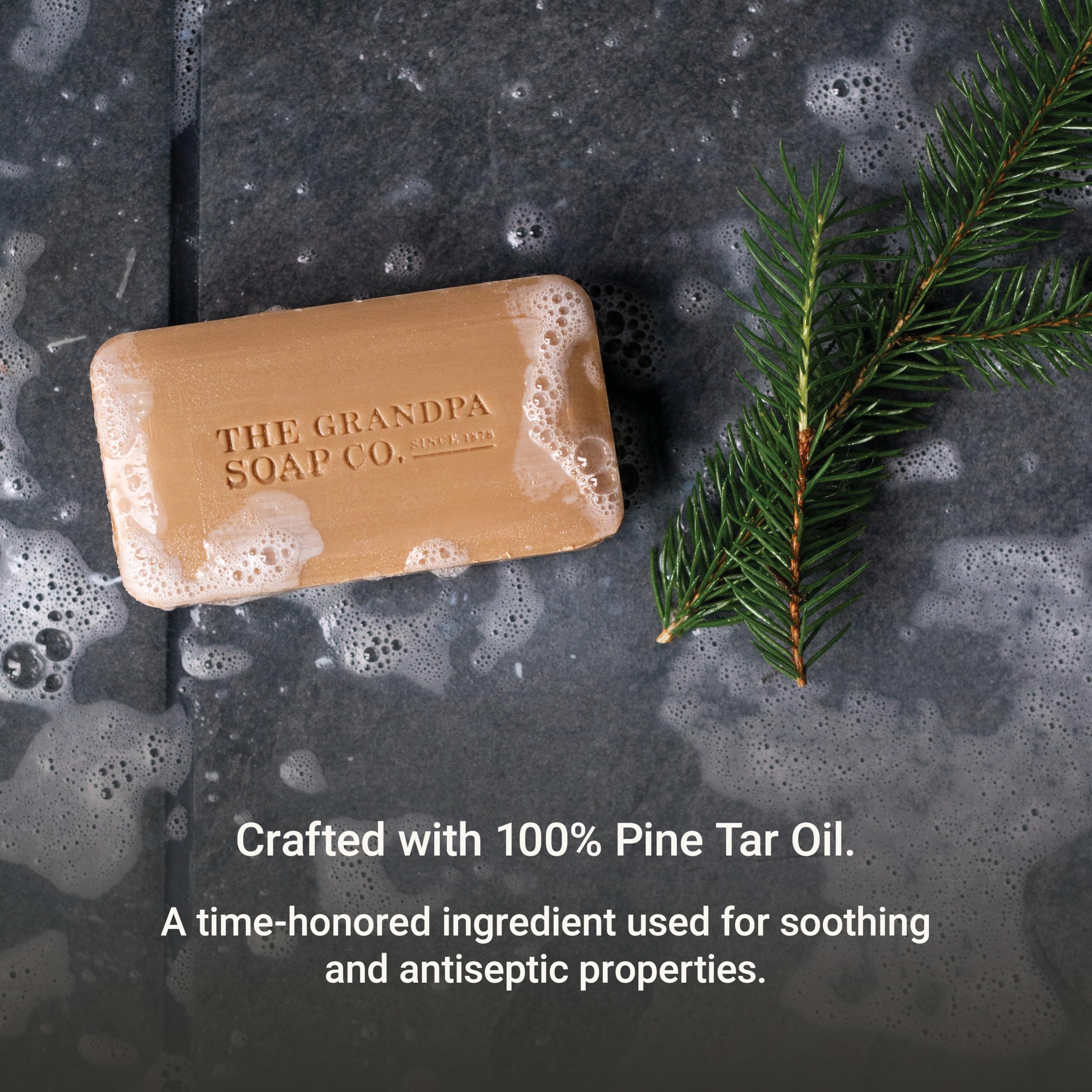 The Grandpa Soap Company – parfum boisé du savon goudron-pin évoquant la forêt.