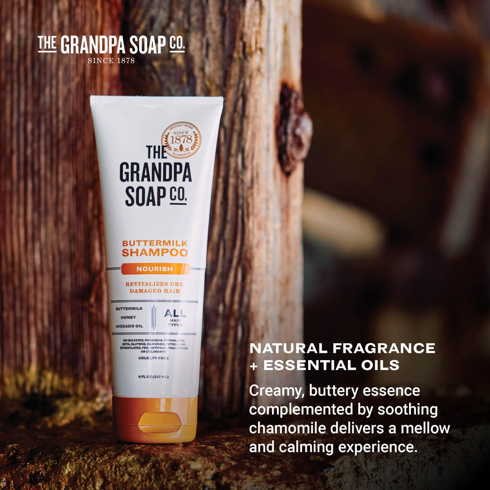 Cheveux colorés protégés et hydratés par le Shampoing au Babeurre The Grandpa Soap Company