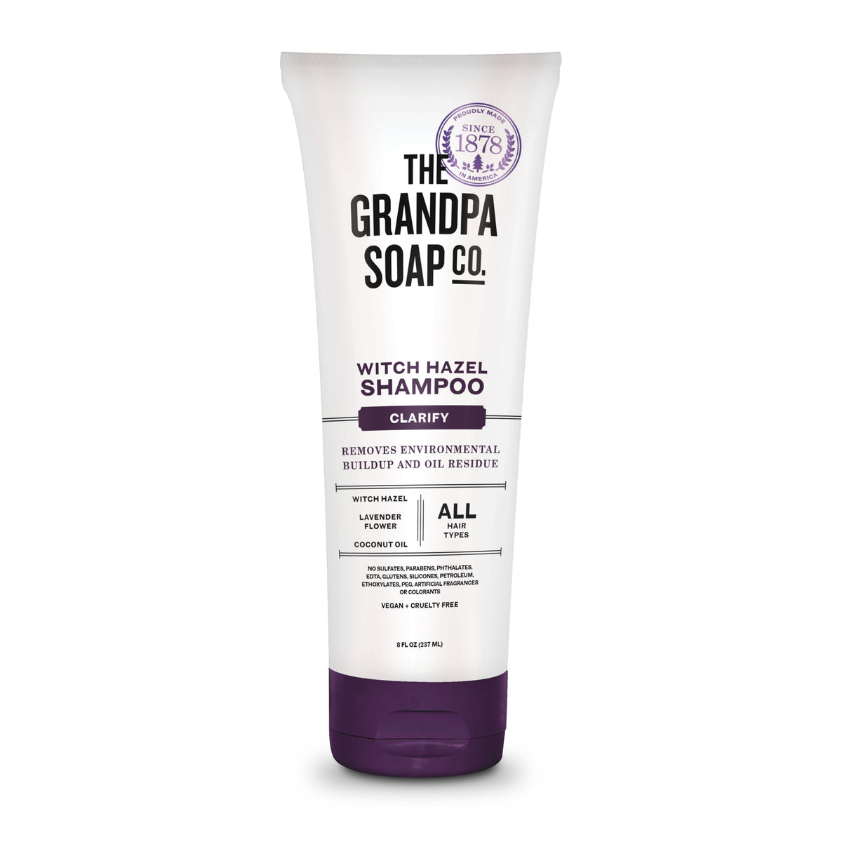 Shampoing hamamélis The Grandpa Soap Company en bouteille, soin quotidien doux.