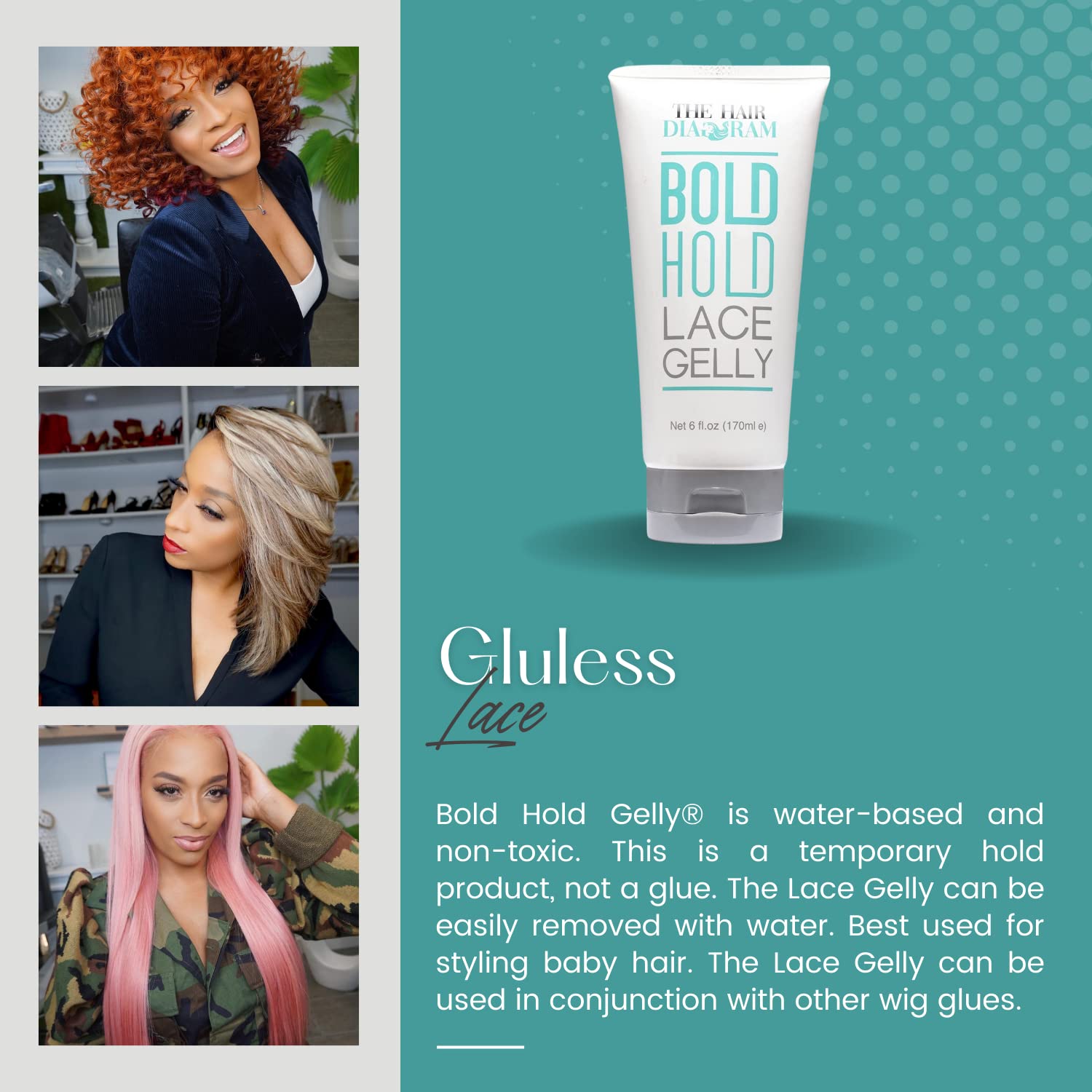 The Hair Diagram Bold Hold Lace Gelly – formule à base d’eau facile à nettoyer.