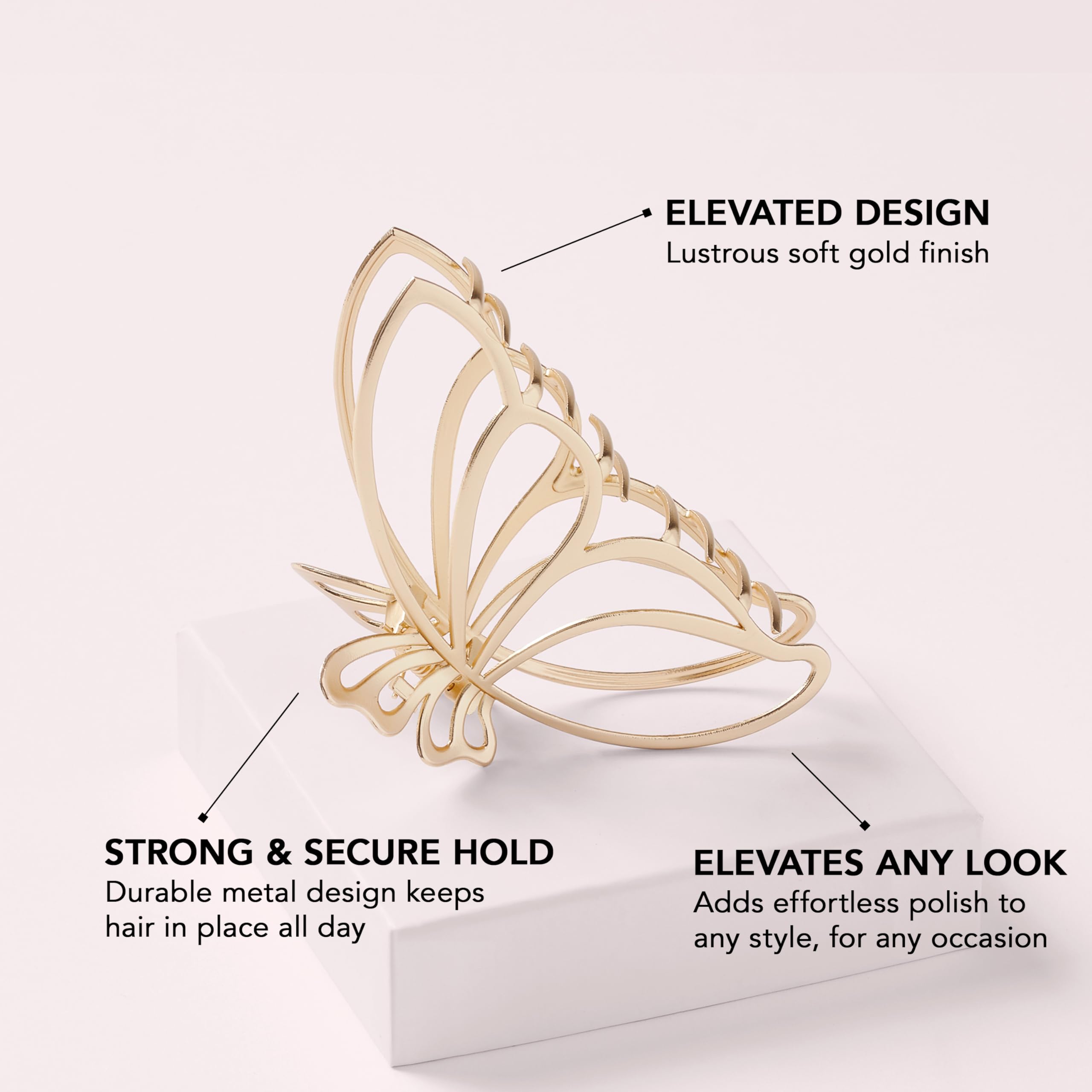 The Hair Edit Barrette Aile Dorée idéale pour chignons élégants.