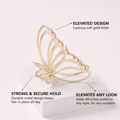 The Hair Edit Barrette Aile Dorée idéale pour chignons élégants.