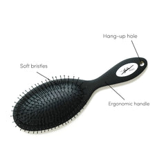 Brosse ergonomique The Hair Shop design noir mat pour une prise en main précise.