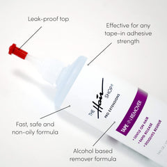 The Hair Shop X10 Pro-Tools Dissolvant Tape-in: alcoolisé et prêt pour réutilisation rapide.