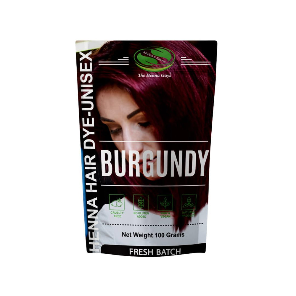 The Henna Guys Bourgogne cheveux: couleur naturelle et couverture des gris.