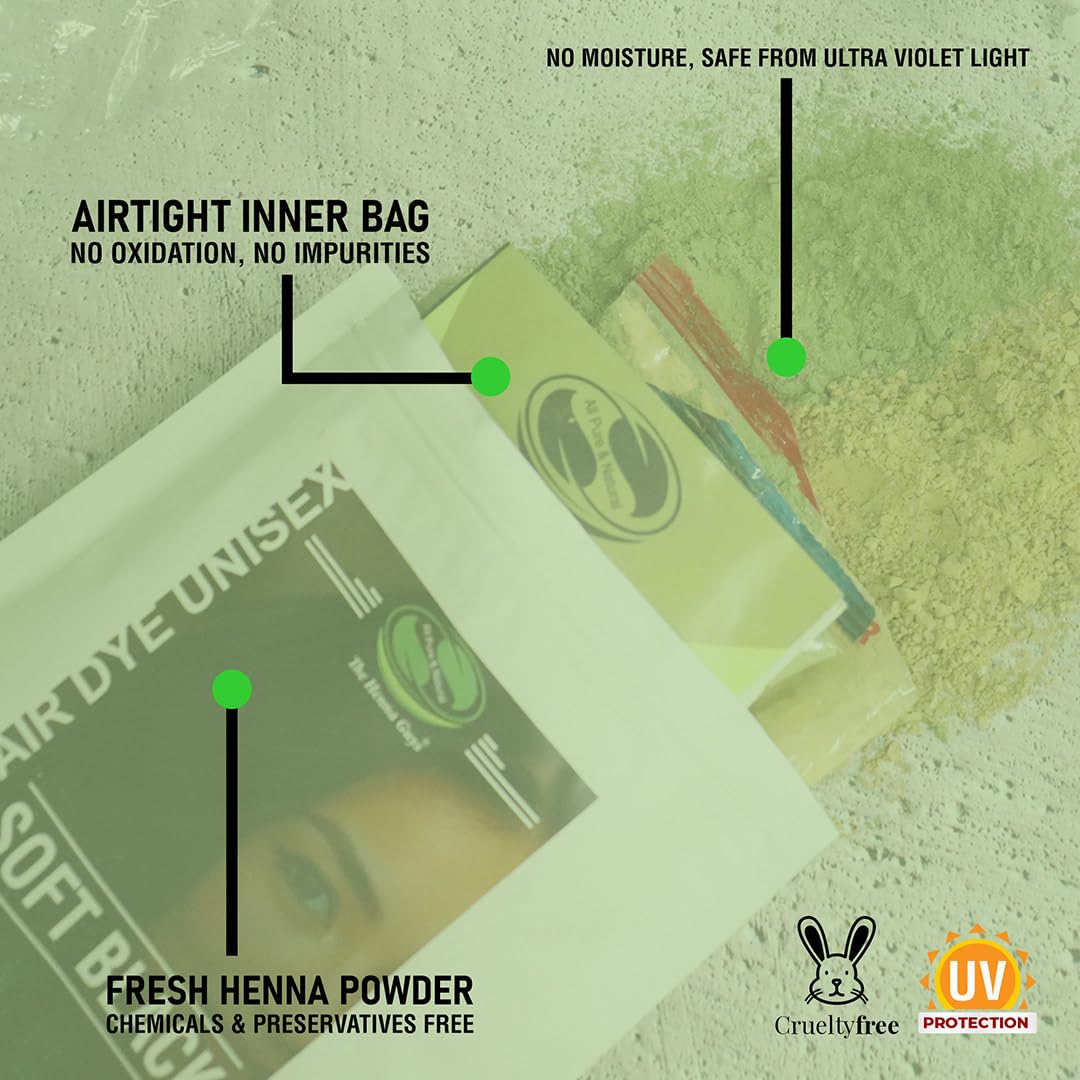 The Henna Guys - emballage noir 100 g, option naturelle sans produits chimiques.