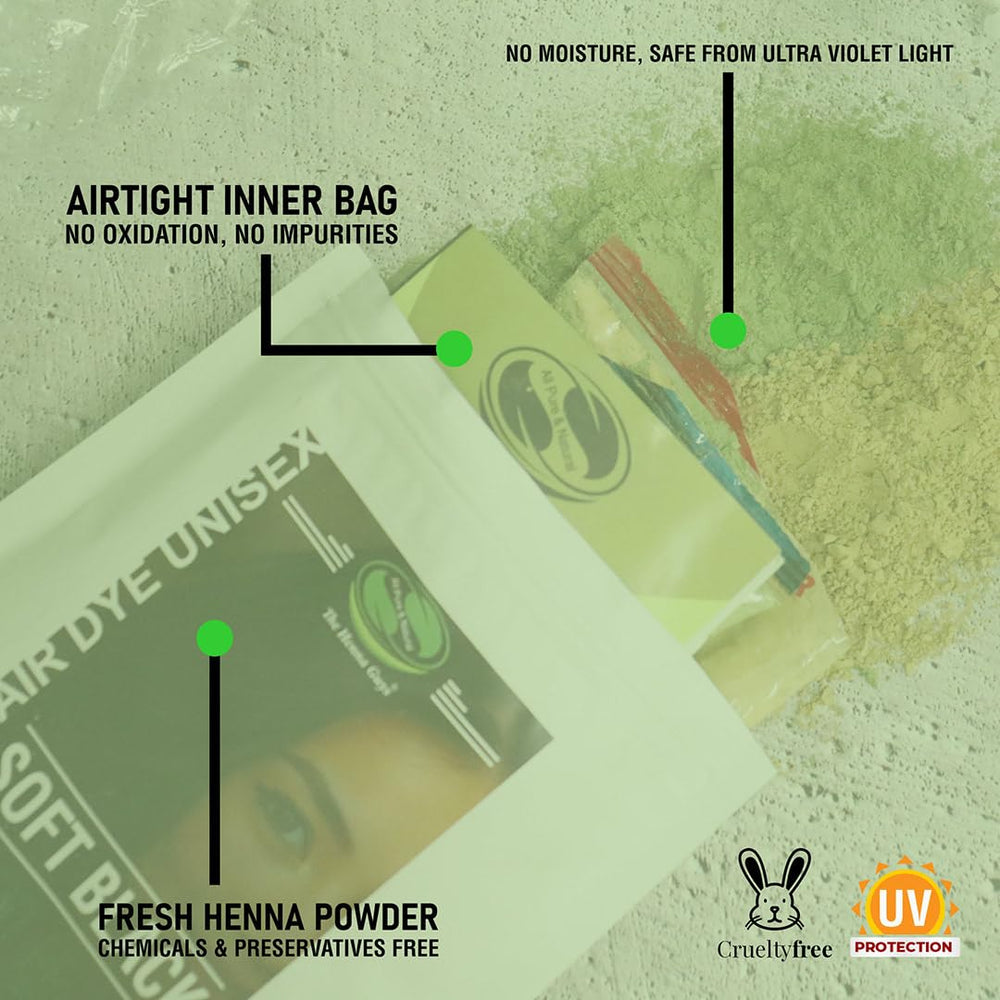 The Henna Guys - emballage noir 100 g, option naturelle sans produits chimiques.
