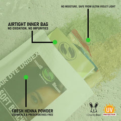 The Henna Guys - emballage noir 100 g, option naturelle sans produits chimiques.