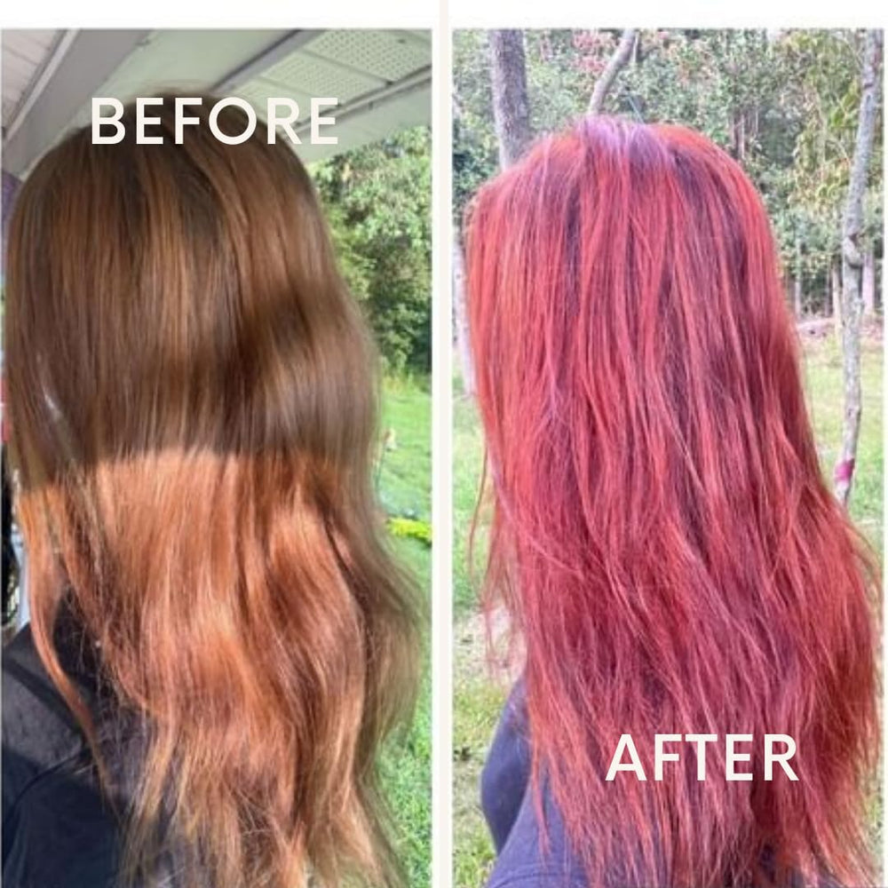 The Henna Guys – aperçu avant-après possible avec couleur vin rouge.