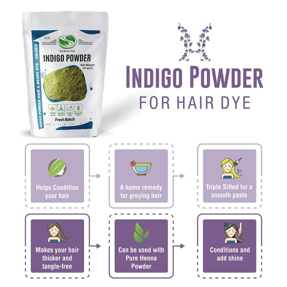 The Henna Guys Indigo: entretien simple pour cheveux brillants après coloration.