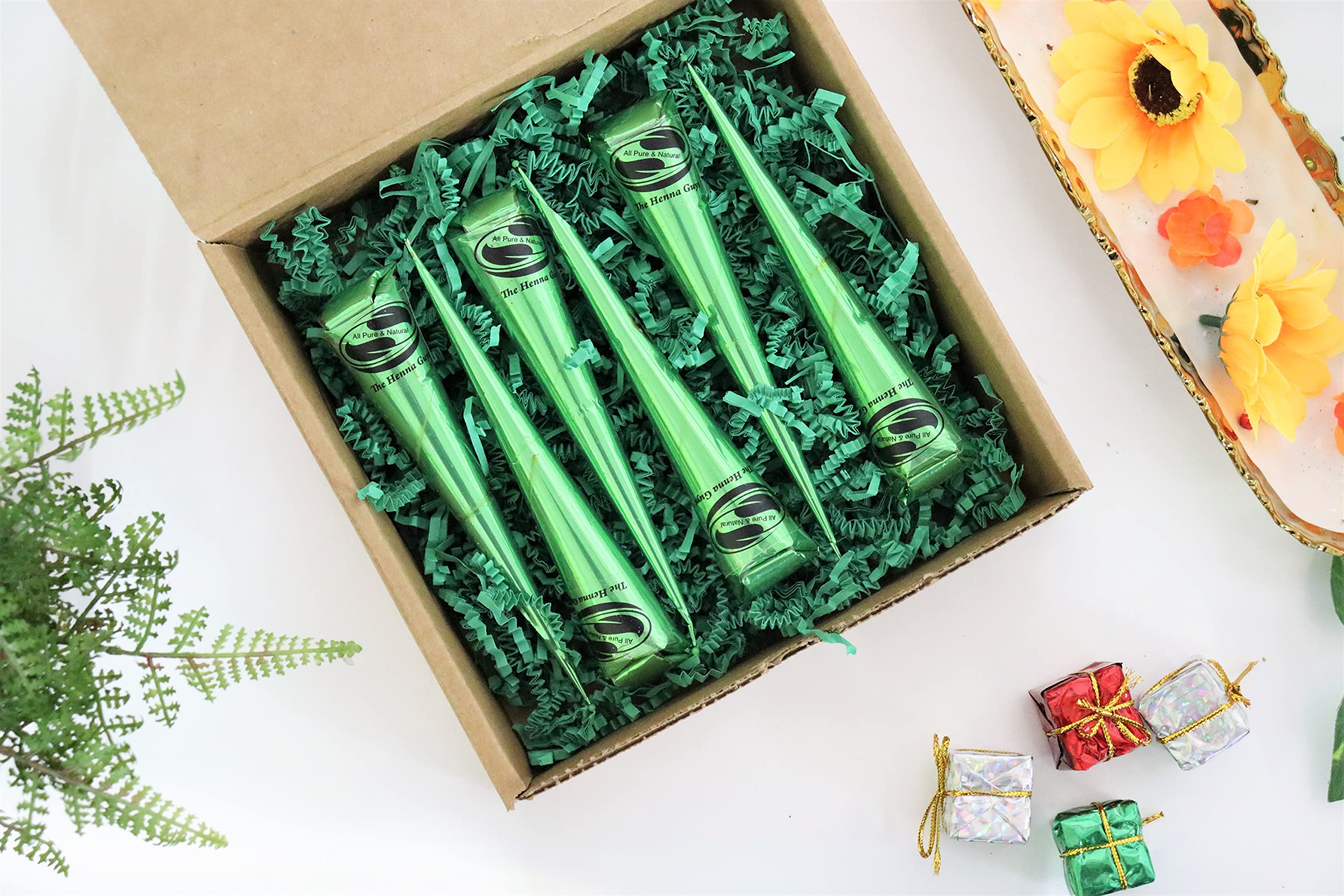 The Henna Guys, lot de 6 cônes, solution pratique.