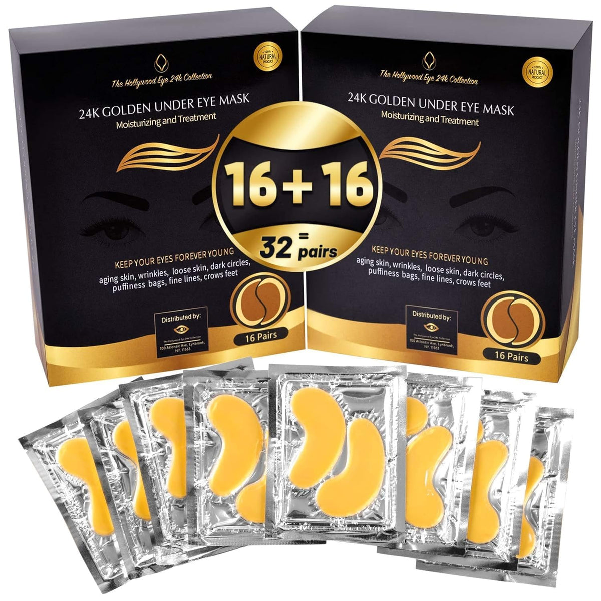 The Hollywood Eye 24K, emballage élégant pour le soin ciblé des yeux.