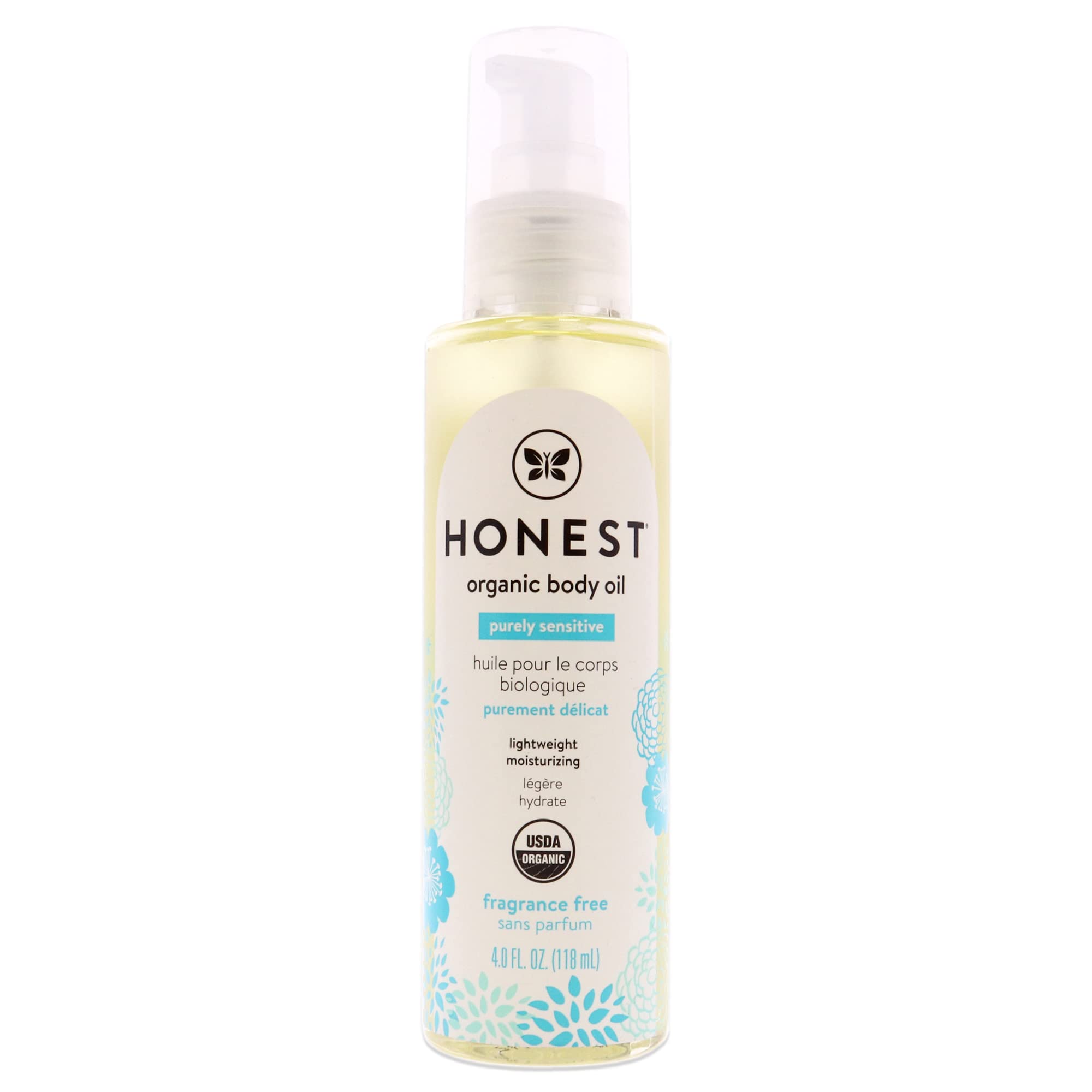 The Honest Company huile pour le corps – vue de la bouteille, hydratation douce et veloutée