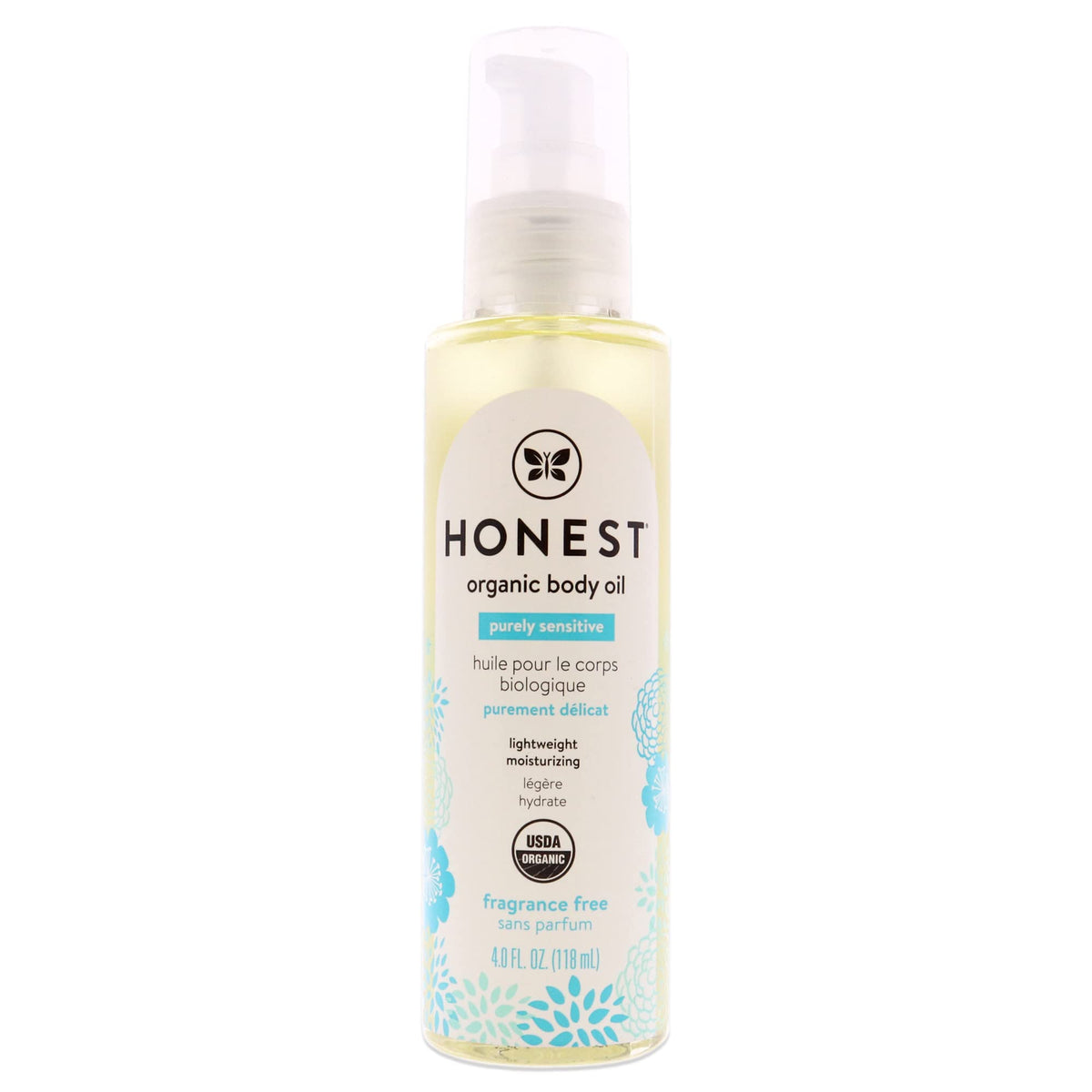 The Honest Company huile pour le corps – vue de la bouteille, hydratation douce et veloutée