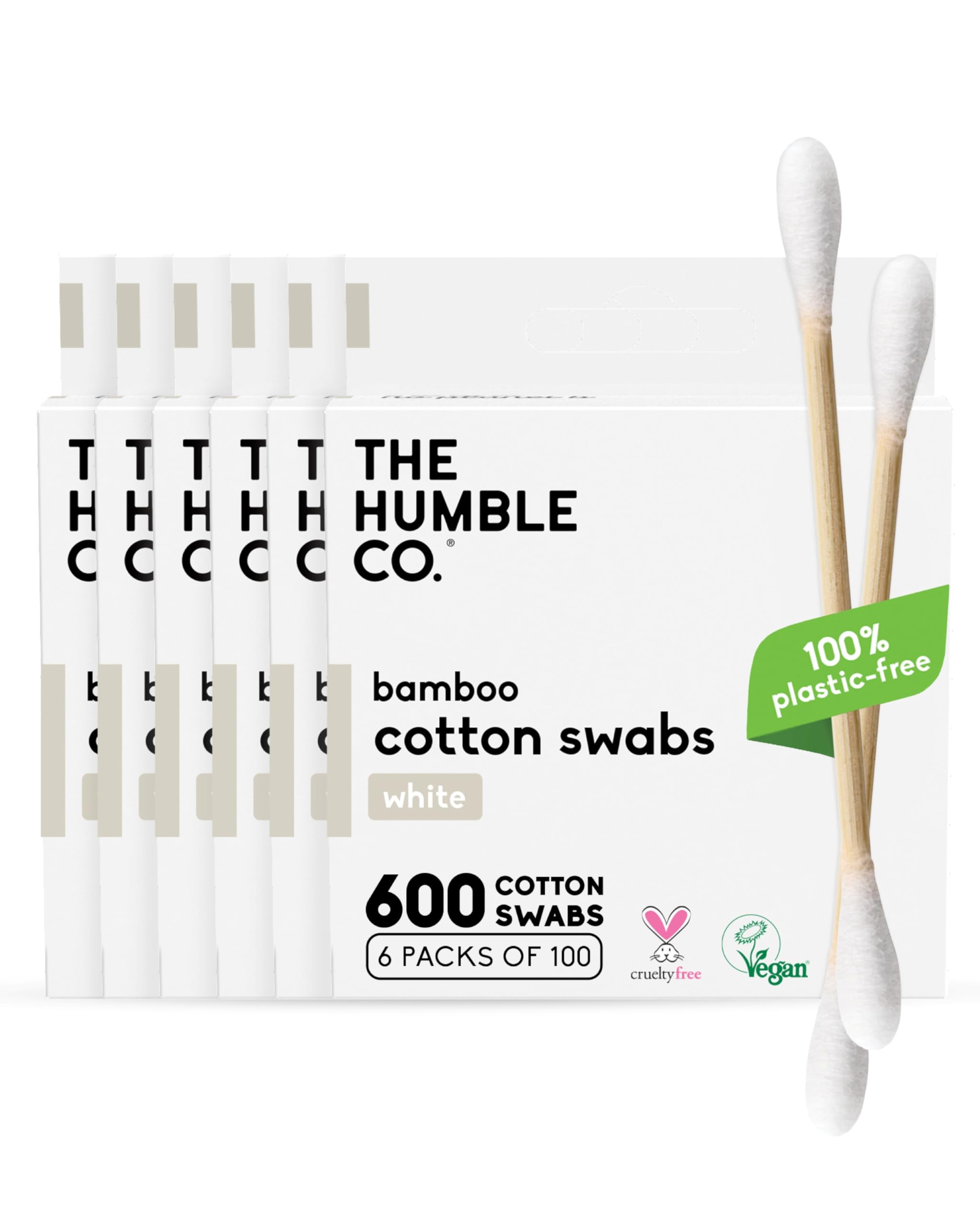 The Humble Co cotons-tiges bambou en paquet 600, pour oreilles et maquillage.