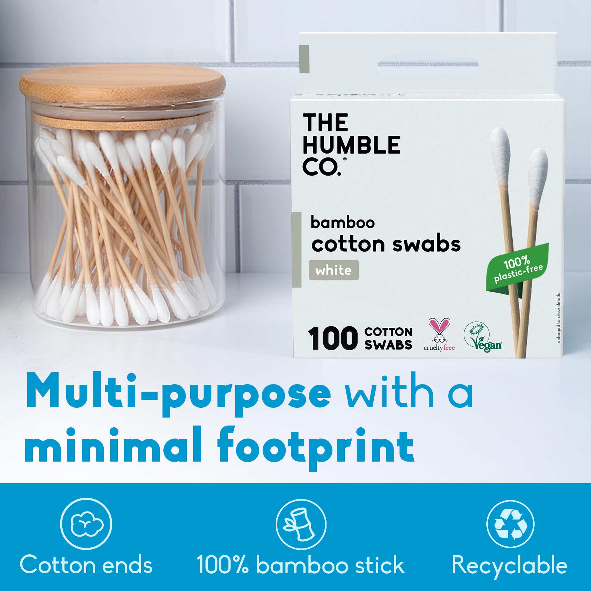 The Humble Co utilisations maquillage et nettoyage des cotons-tiges bambou.