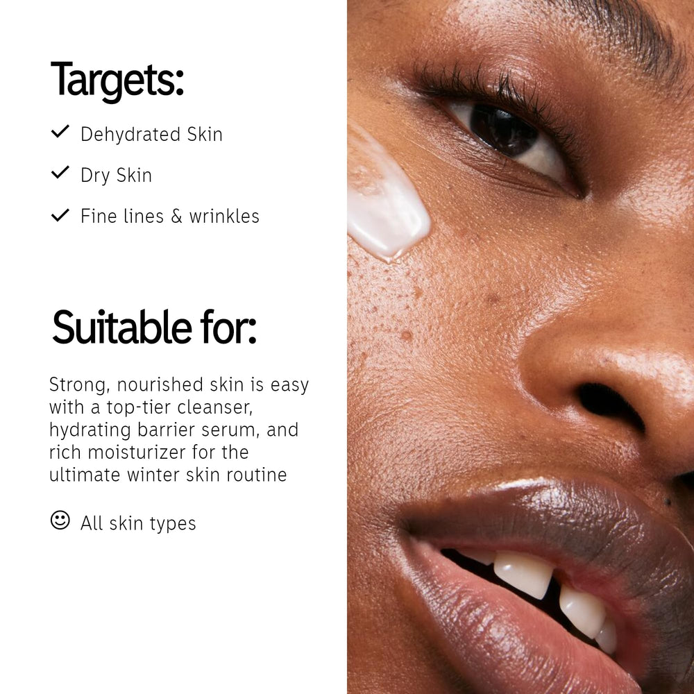 Ectoin Hydro-Barrier Serum bottle highlighting hydration benefits.