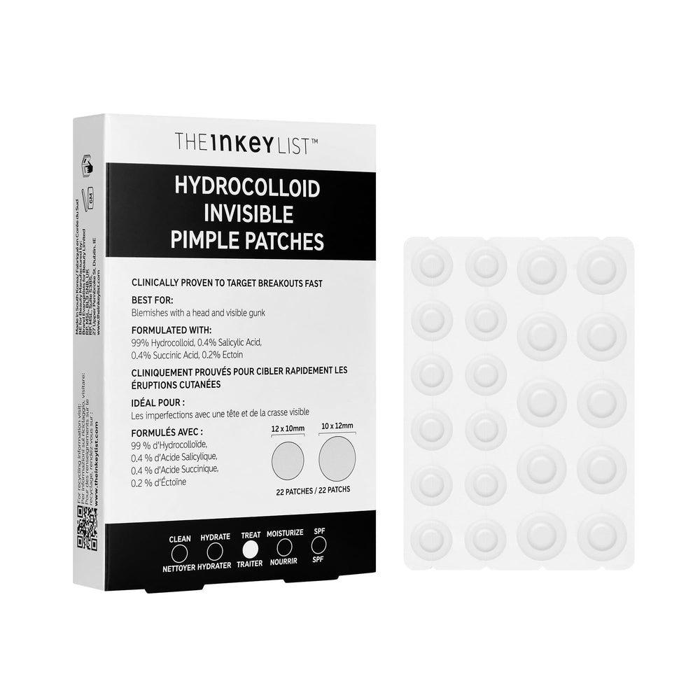 Patch hydrocolloïde invisible The INKEY List sur emballage, prêt à l'emploi discret.